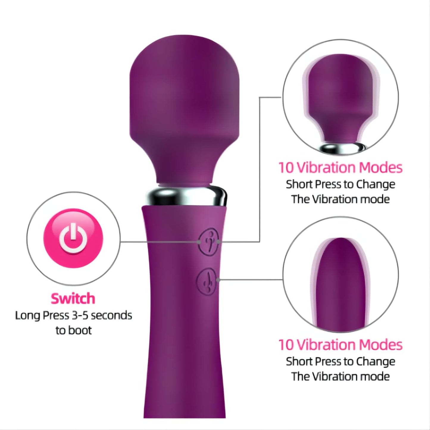 G Spot Dildo Sex Toy for Woman 10 Powerful Vibrating Modes Massager Wand AV Massager Powerful Clitoral Stimulate Female Dildo Dildo Sex Toys for Couples (Purple)